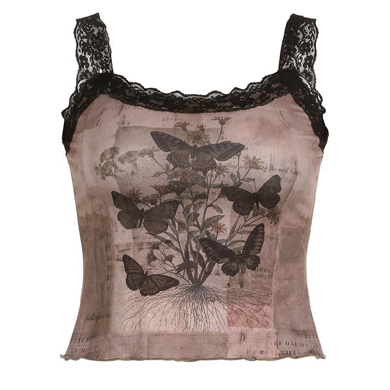 Black Lace Patchwork Sleeveless Top - Nioor