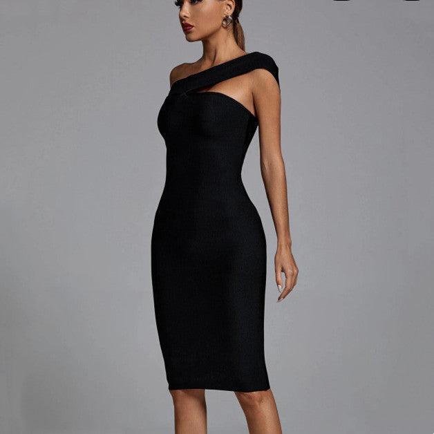 Black Slim Fit Bandage Dress Fashion - Nioor