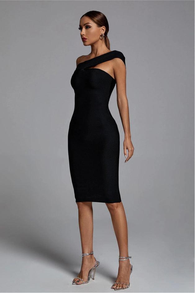 Black Slim Fit Bandage Dress Fashion - Nioor