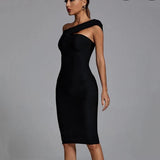 Black Slim Fit Bandage Dress Fashion - Nioor