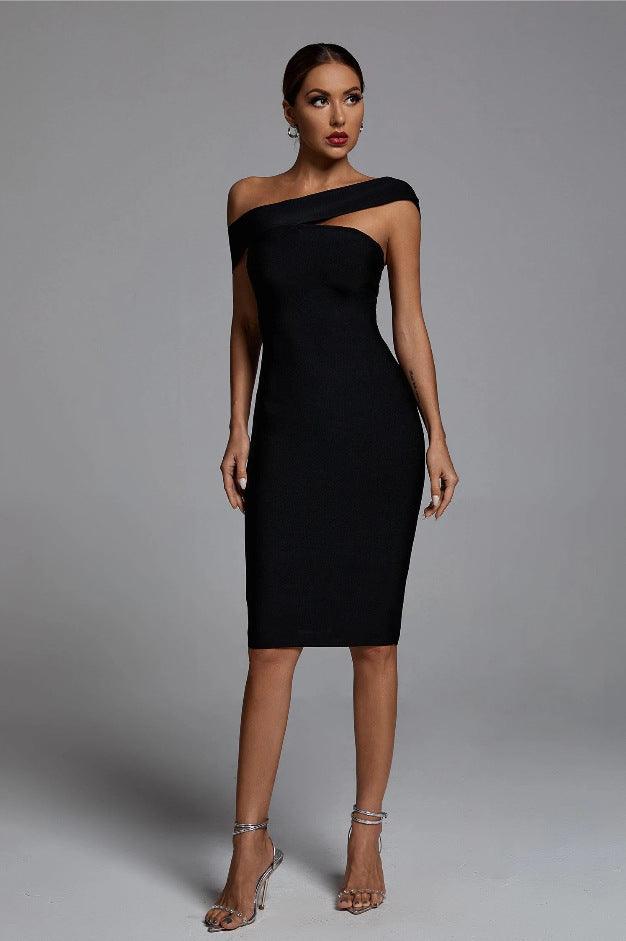 Black Slim Fit Bandage Dress Fashion - Nioor