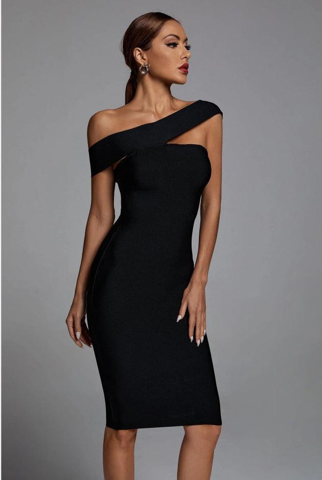 Black Slim Fit Bandage Dress Fashion - Nioor