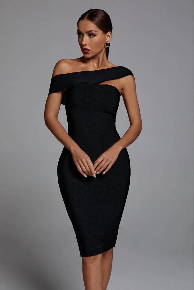 Black Slim Fit Bandage Dress Fashion - Nioor