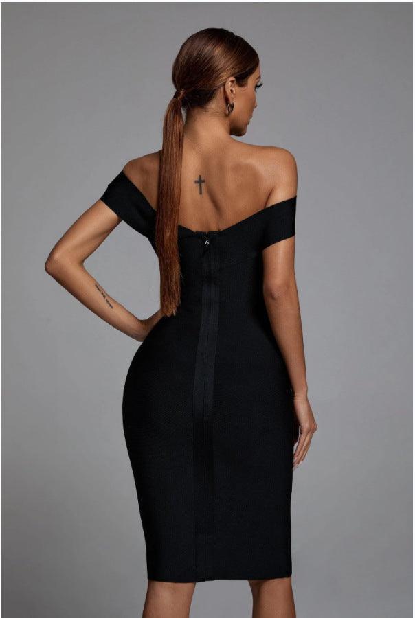 Black Slim Fit Bandage Dress Fashion - Nioor