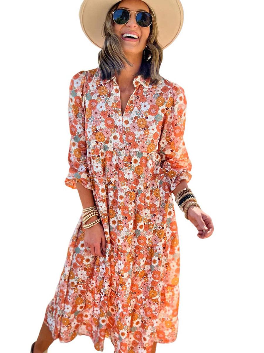 Bohemian Style Printed Dopamine Dress - Nioor