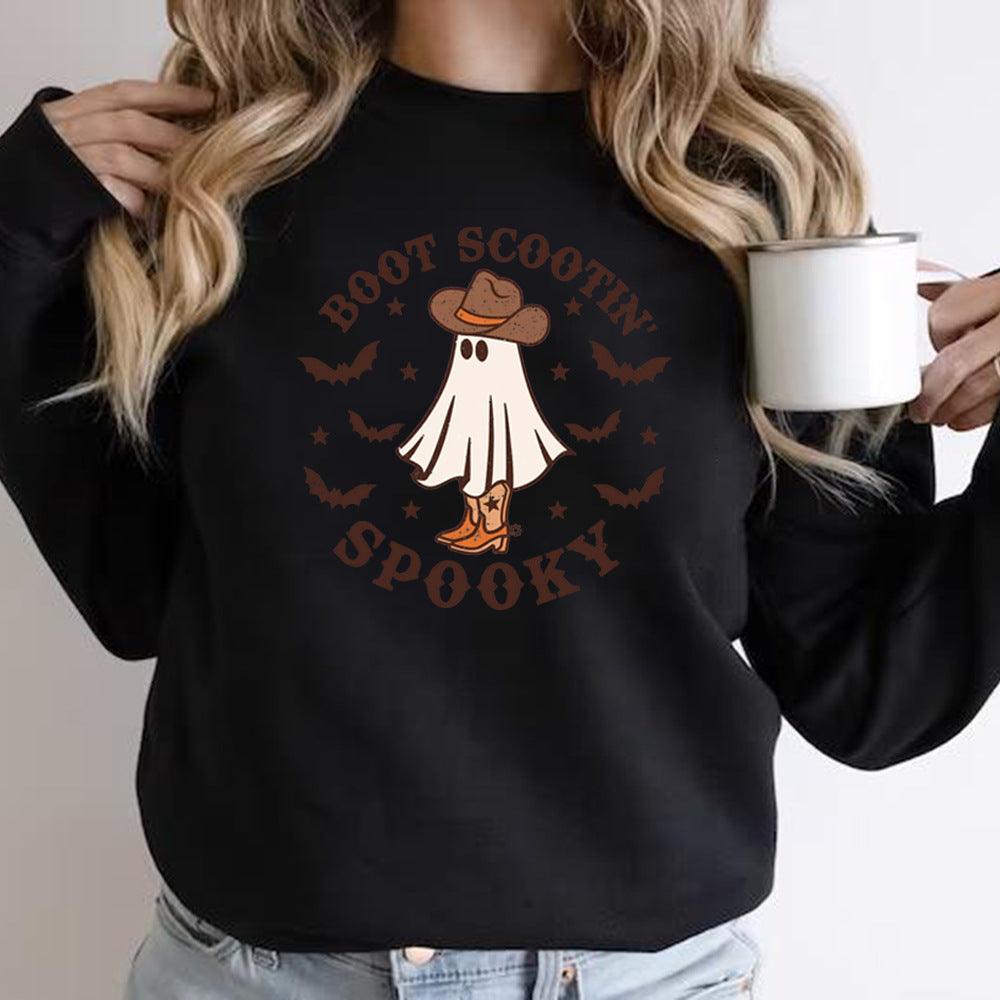 Boot Scootin Spooky Sweatshirt Halloween Hoodie Cowboy Ghost - Nioor