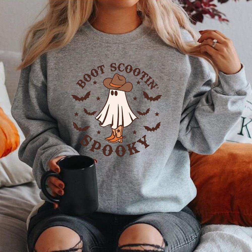 Boot Scootin Spooky Sweatshirt Halloween Hoodie Cowboy Ghost - Nioor