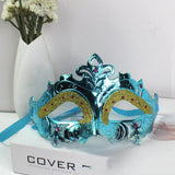 Butterfly Dance Mask Cartoon Folding Fan Feather Prom Male And Female Half Face - Nioor