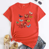 Butterfly Print Love Cotton Short-sleeved T-shirt For Women - Nioor