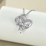 Sterling Silver Elephant Heart-shaped Pendant For Mother and Child - Nioor