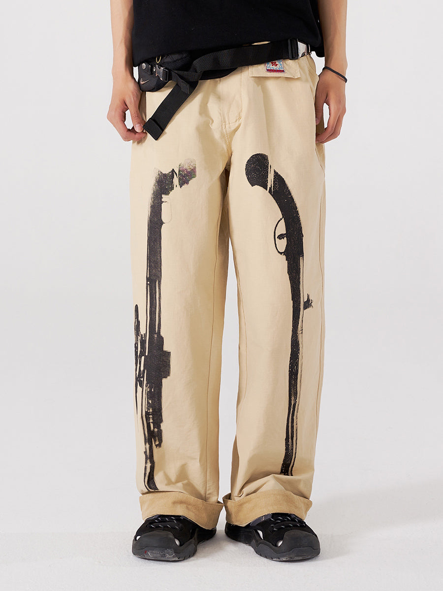 Japanese Retro National Trend Casual Wide Leg Long Pants Men