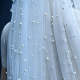 Luxury Heavy Industry Bridal Pearl Veil - Nioor