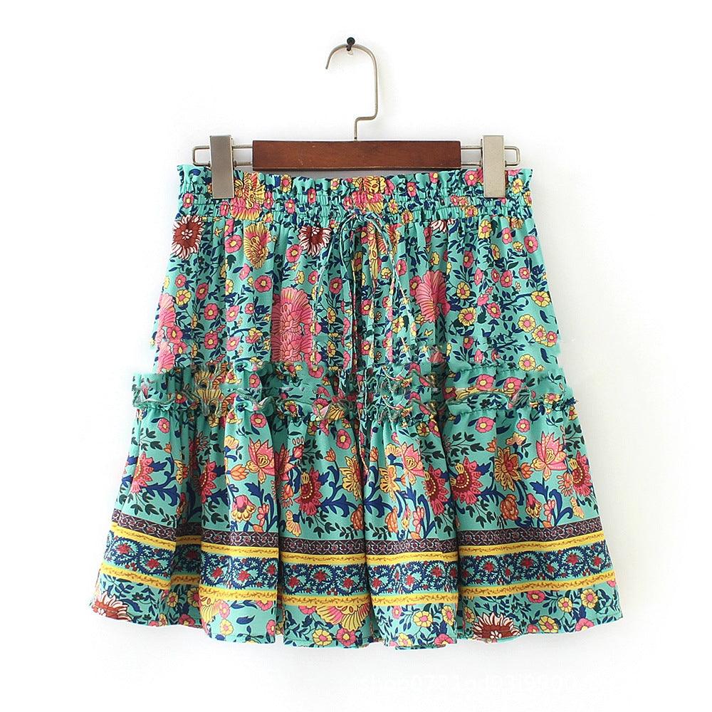 Women's Multi-color Sexy Print Lace Slimming Skirt - Nioor