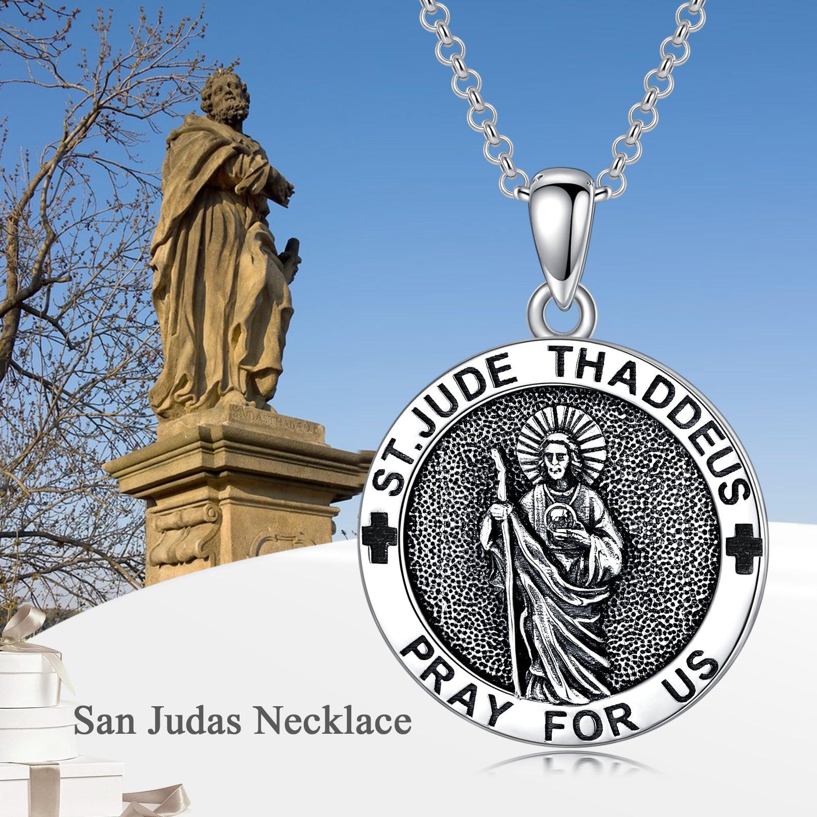 925 Sterling Silver Saint Jude Pendant Necklace - Nioor