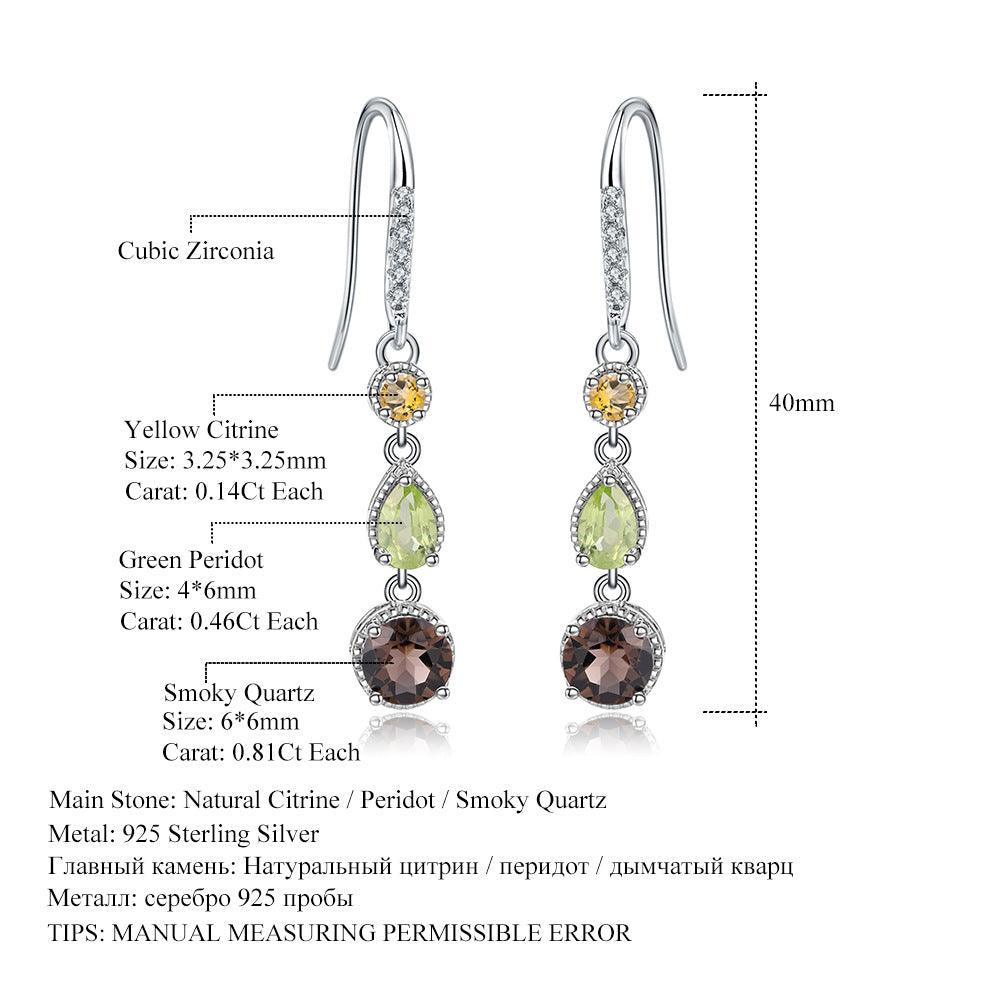 Fashionable Elegant Natural Gemstone Earrings S925 Silver - Nioor