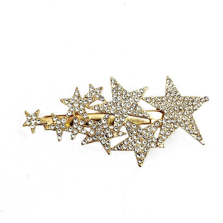 Full Diamond Barrettes Side Big And Small Pentagrams Head - Nioor