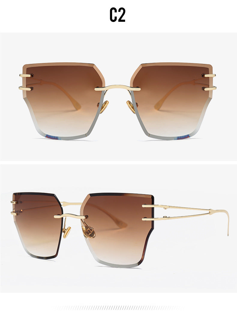 Frameless Square Cut Sunglasses Women Color New Fashion