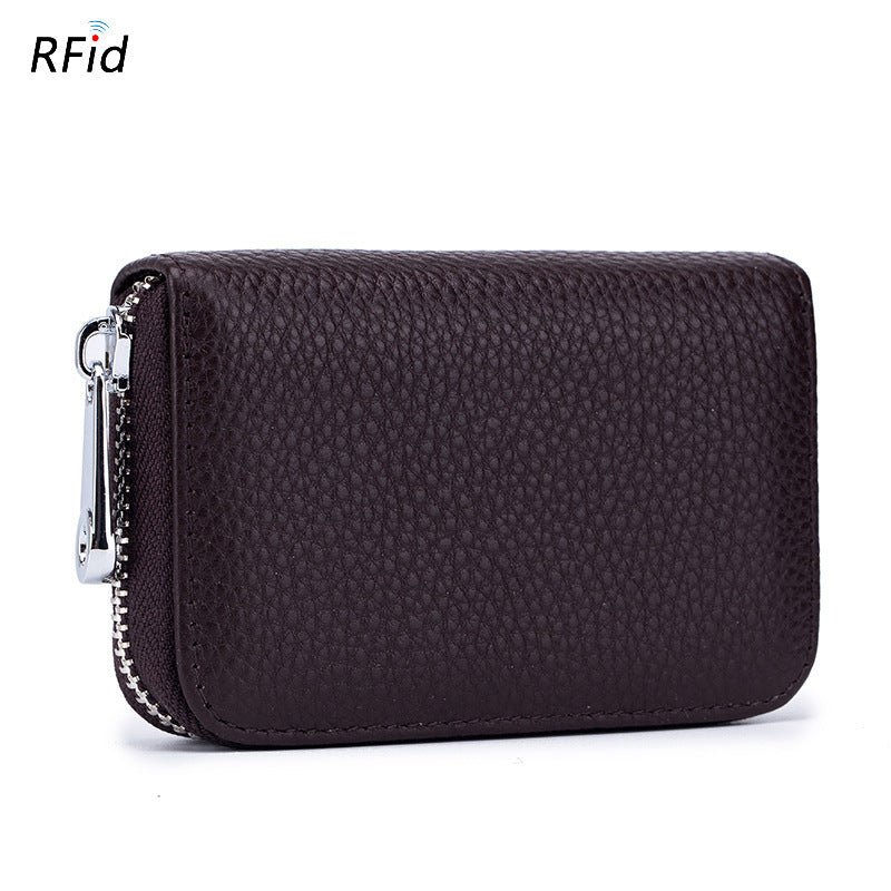 Card Holder Organ Zipper Men's Leather