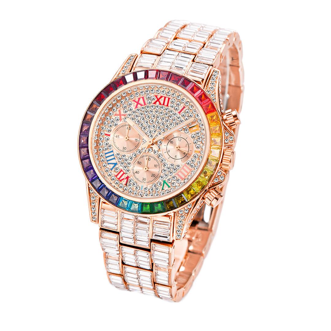 Three Eyes Rainbow Diamond Quartz Watch - Nioor