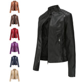 Thin Large Size Leather Clothing With Stand Collar Slim-fit Jacket - Nioor