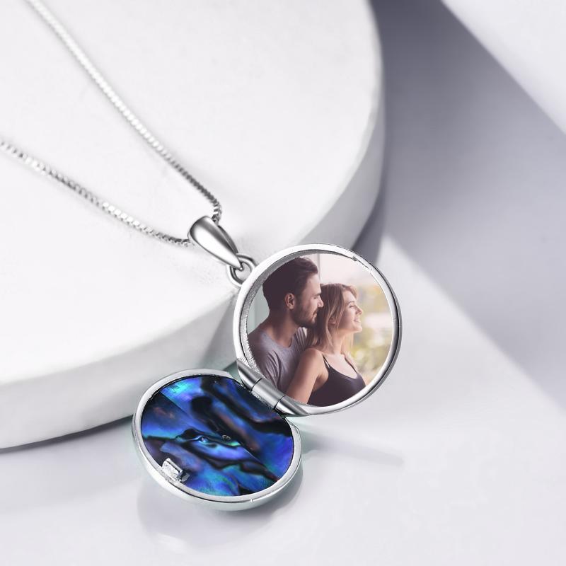 Personalized Flower Photo Locket Necklace 925 Sterling Silver Photo Pendant - Nioor