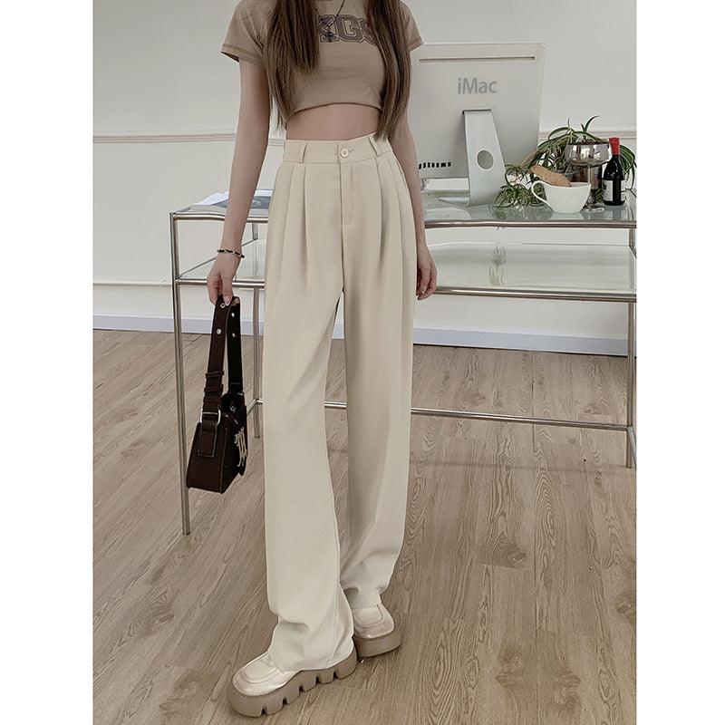 Straight High Waist Slimming Loose And Simple Casual Pants - Nioor