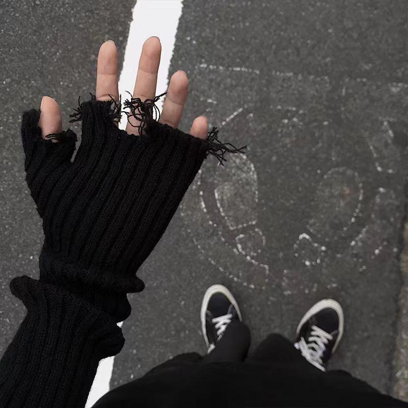 Autumn And Winter Knitting Gloves Hot Girl Trendy Yamamoto Dark Destruction Personality Sweet Cool Oversleeve - Nioor