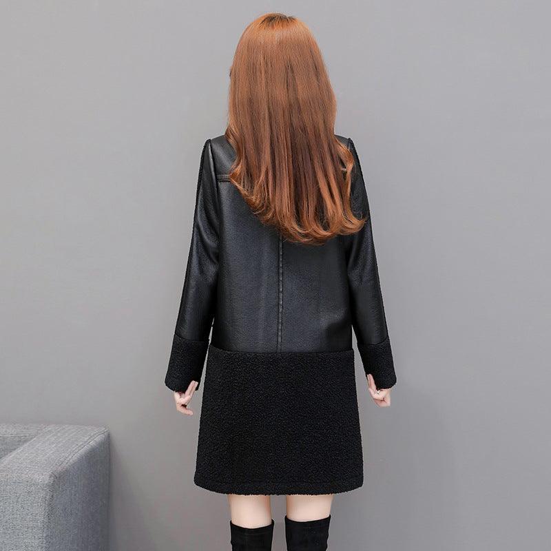 Ladies Leather Thickened Fur Coat Lapel - Nioor