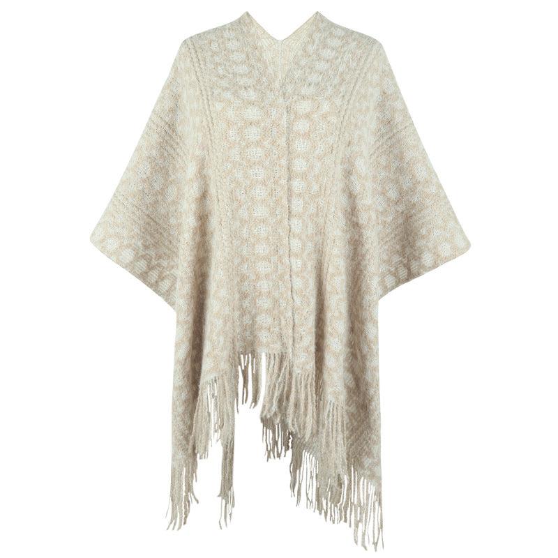 Polyester Yarn Crocheted Hollow Knitted Tassel Cape And Shawl Sweater Women's Cardigan - Nioor