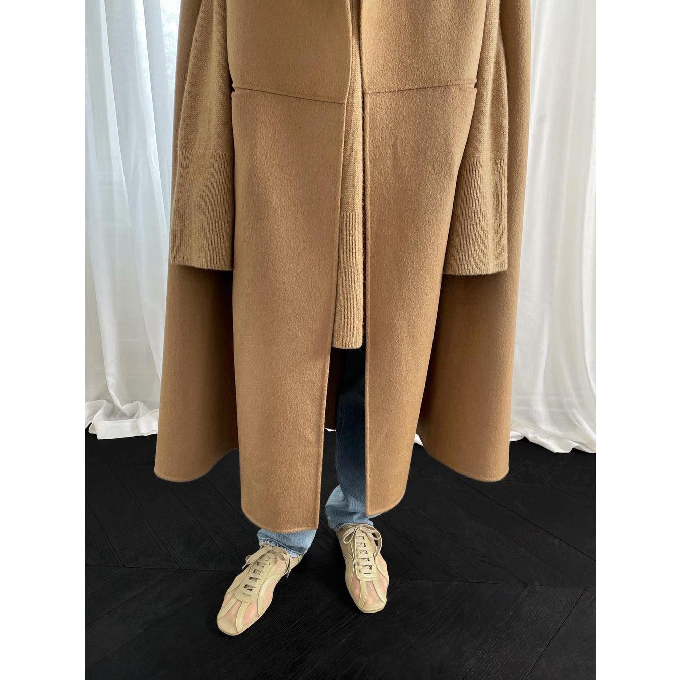 Women's Fashion Casual Loose Long Double-sided Wool Overcoat Coat - Nioor