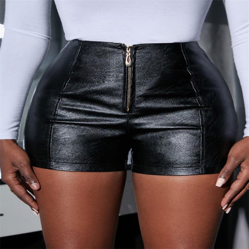 Leather Shorts Women's All-match High Waist Autumn And Winter Leather Pants Casual Base Bootcuts - Nioor