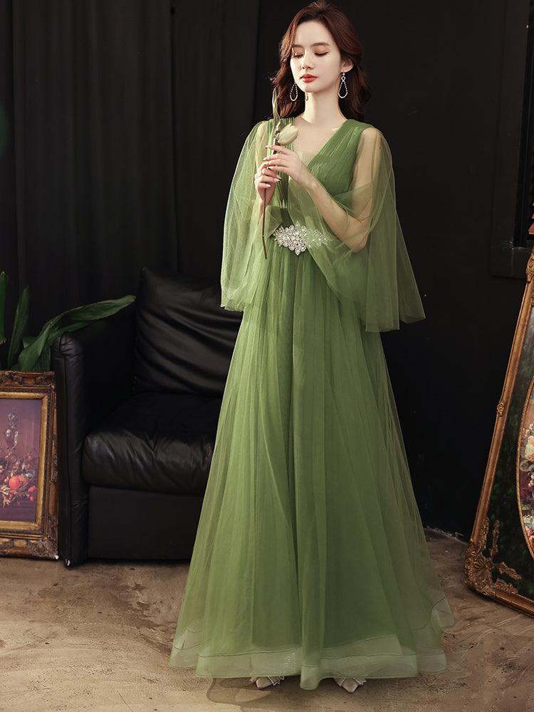 Green Wedding Dress Guzheng Art Examination Solo - Nioor