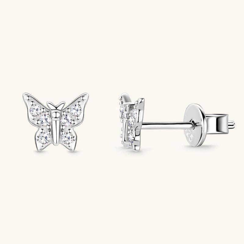 Korean Butterfly Moussan Diamond Ear Team S925 Zeng Silver Jewelry - Nioor