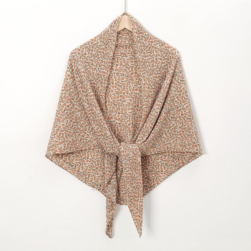 Pearl Chiffon Printed Square Scarf Pleated Scarf - Nioor