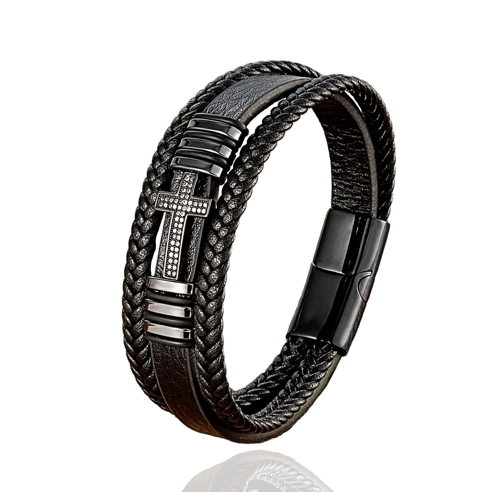 Metal Cross Multi-layer Leather Bracelet