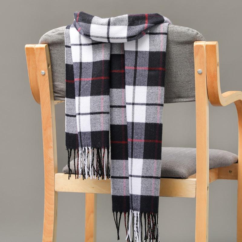 British Plaid Imitation Cashmere Tassels Couple Parent-child Men's Scarf - Nioor