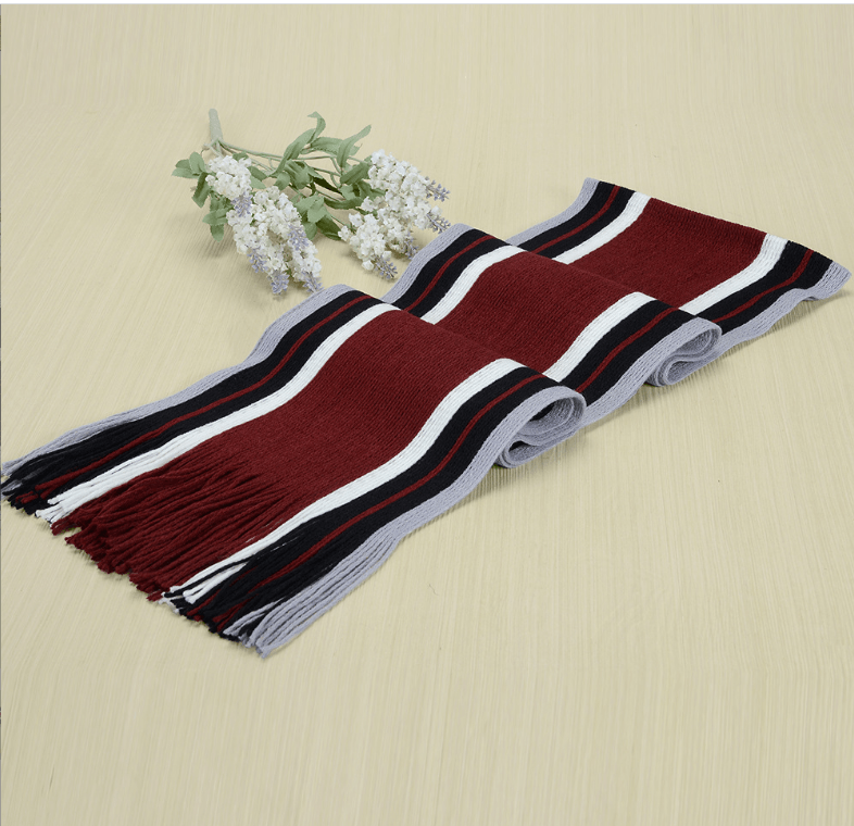 Knitted Warmth And Color Matching Striped Men's Scarf - Nioor