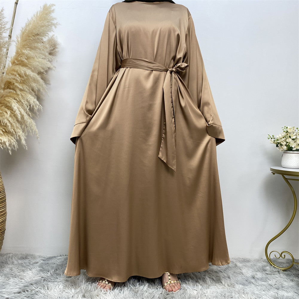 Women's Lace Up Satin Muslim Dress