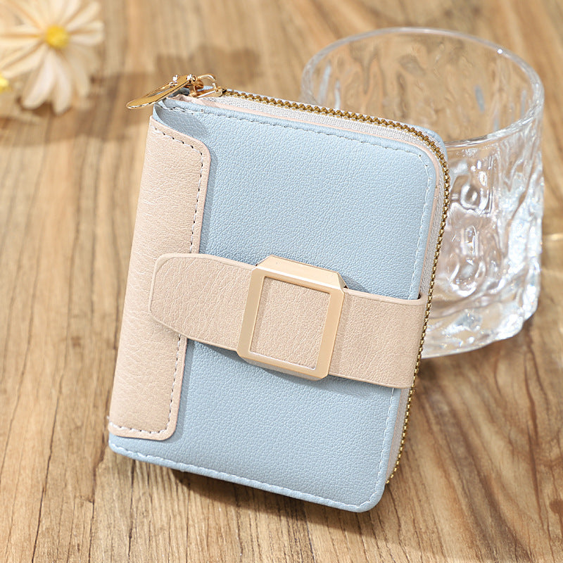 Women's Short Zipper Vertical Buckle Small Wallet