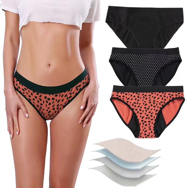 Women's Fashion Cotton Printing Four-layer Sanitary Panty - Nioor