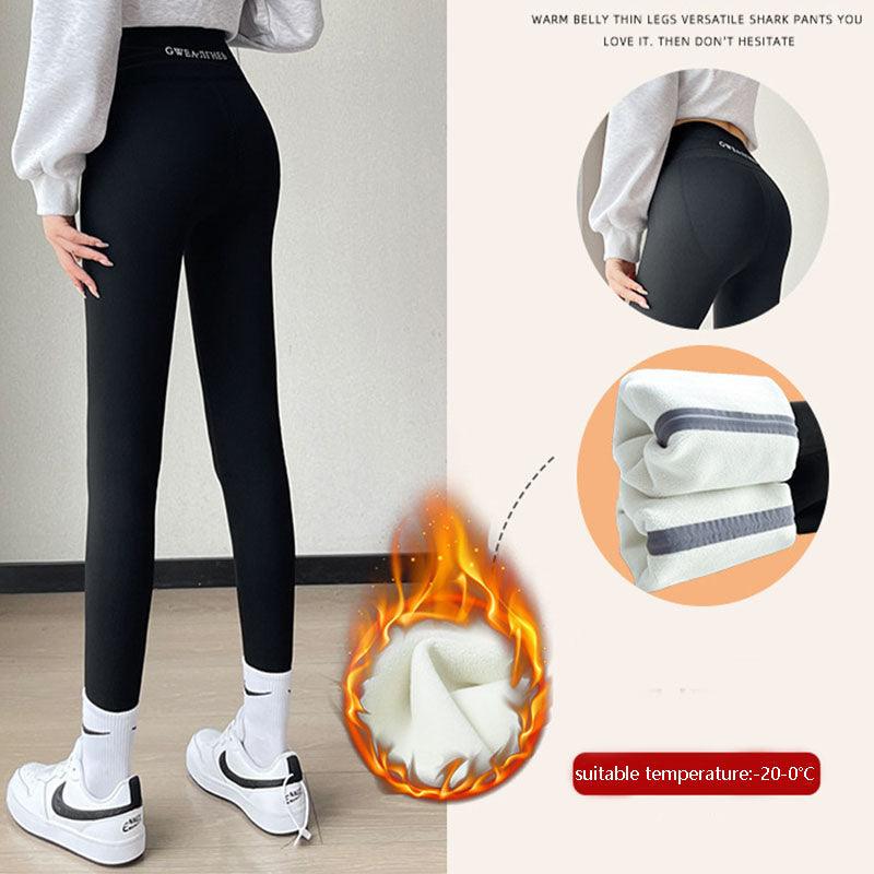 Fleece Thickened Leggings Winter -20 To 5 Shark Pants For Women High Waist Tight Skinny Tummy Control Buttocks Slimming Yoga Pants - Nioor