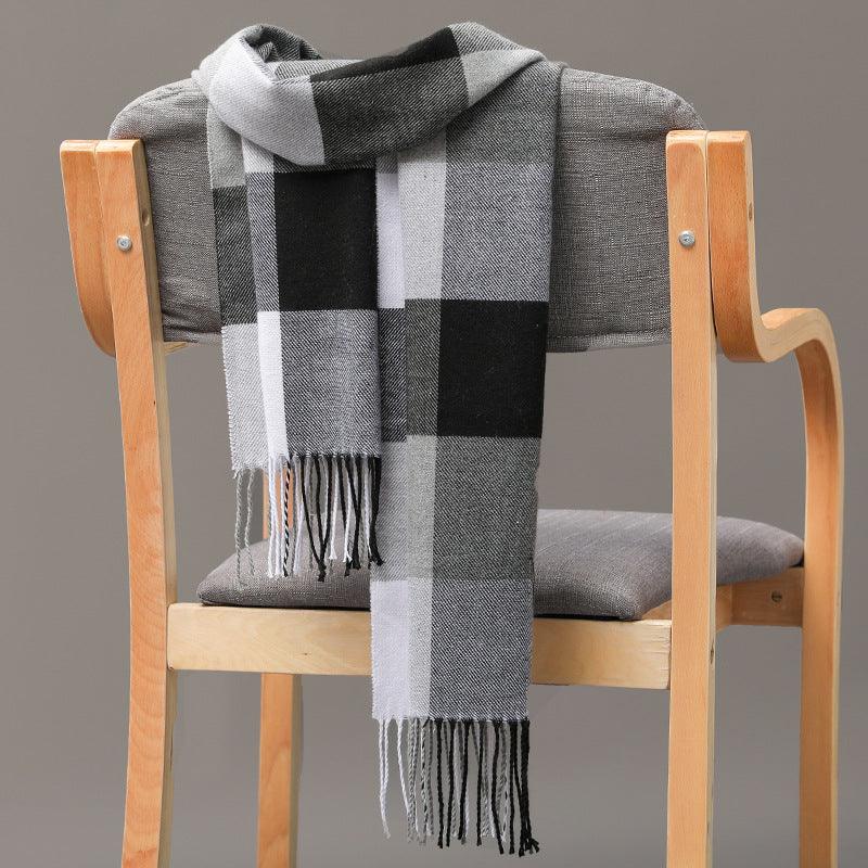 British Plaid Imitation Cashmere Tassels Couple Parent-child Men's Scarf - Nioor