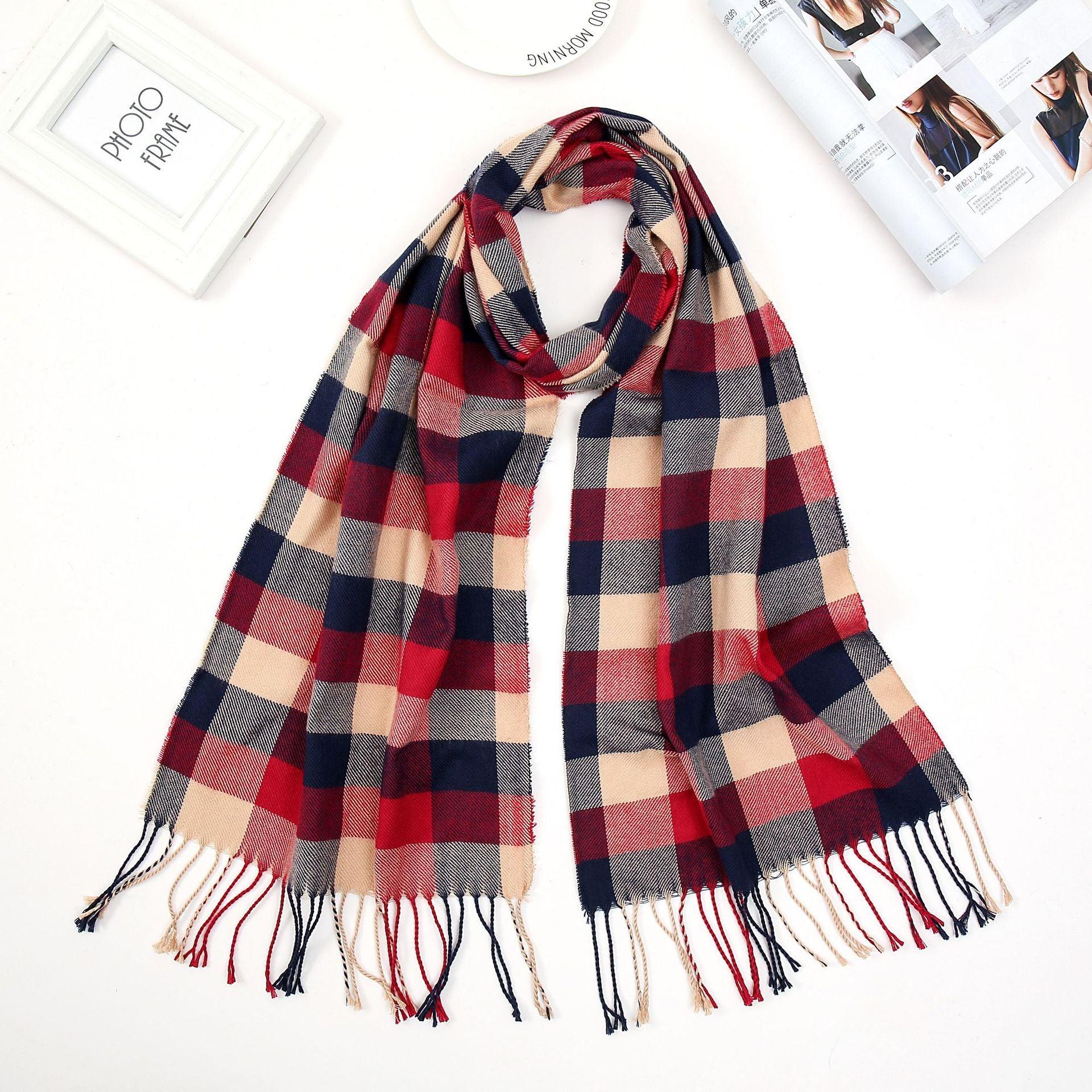 Men's Fashion English Plaid Faux Cashmere Scarf - Nioor