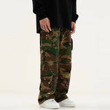 Camouflage High Waist Loose Straight Retro Workwear Casual Pants