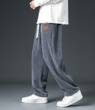 Autumn And Winter Trendy Brand Straight Wide-leg Casual Corduroy Thickened Fleece Pants - Nioor