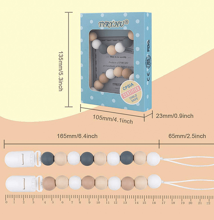 Baby Silicone Pacifier Chain, Baby Soothing Toys, Molars - Nioor