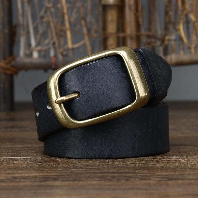 Men's Retro First Layer Pure Cattlehide Pin Buckle Belt - Nioor