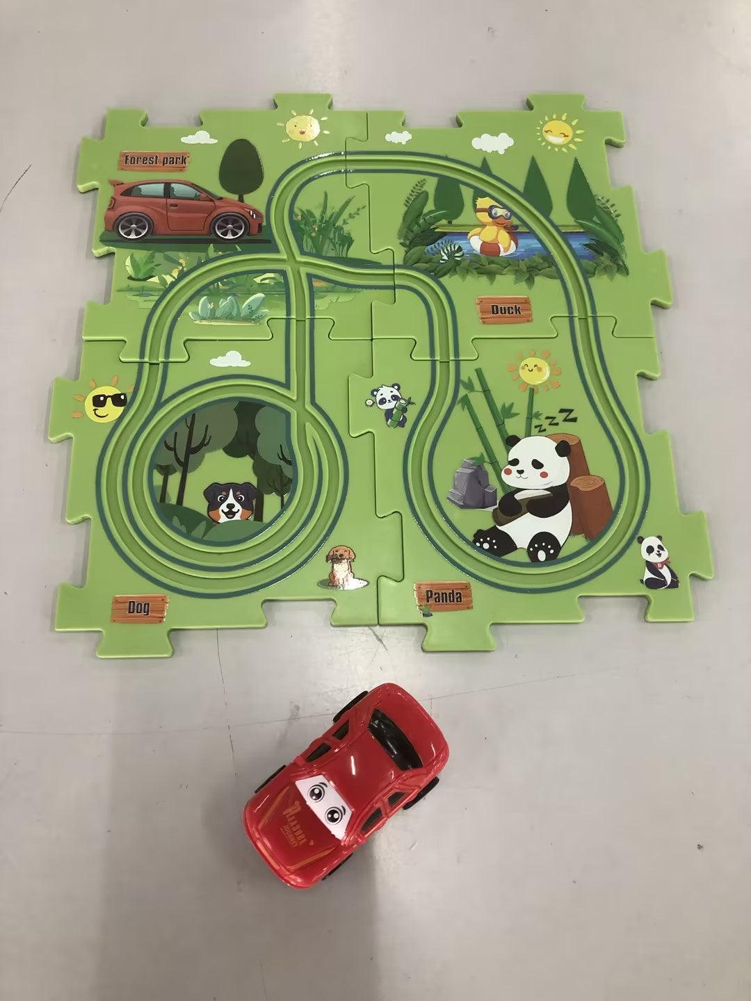 Children Puzzle Electric Railroad Speeder DIY Assembly Electric Car Automatic Rail City Scene Construction Education Toy Gift - Nioor