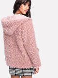 Women's Lamb Wool Hooded Plush Coat - Nioor