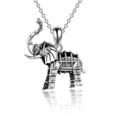 Sterling Silver Oxidized Elephant Pendant Necklace for Women and Men - Nioor